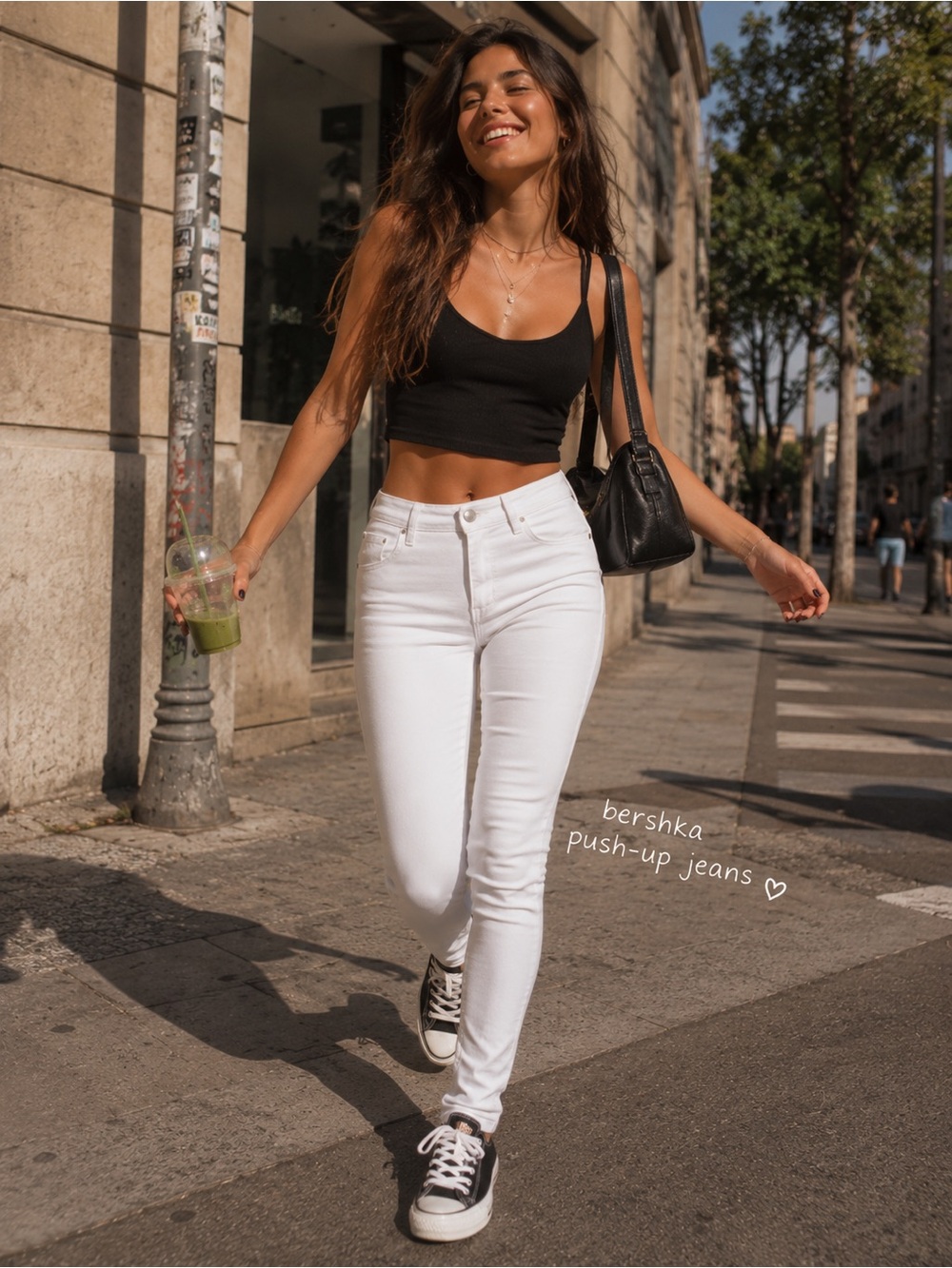 Bershka White Skinny Push Up Jeans
